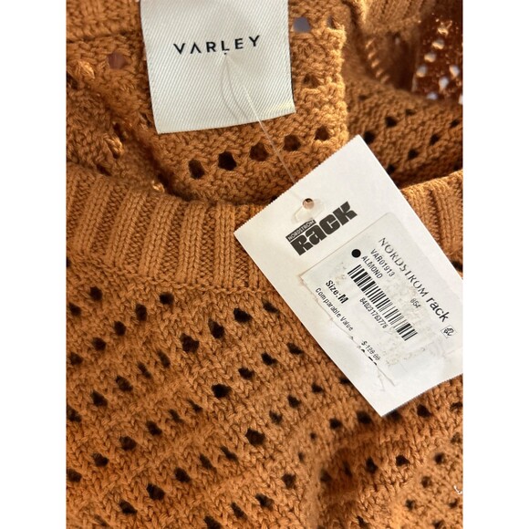 Varley Women’s Fox Knit Crochet Crew Neck Sweater in Almond Size M NWT - Picture 9 of 10